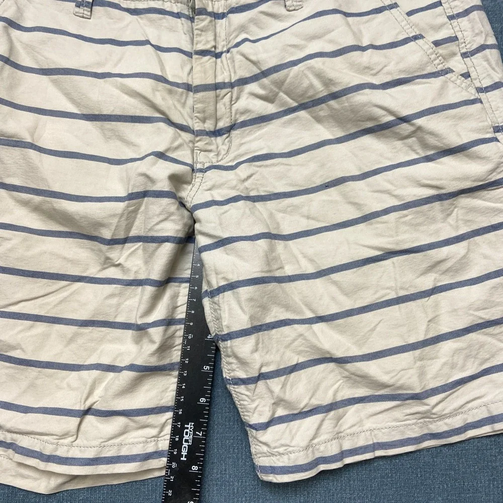Aeropostale Chino Shorts Mens 32 Blue White Striped Cotton Summer Flat Front